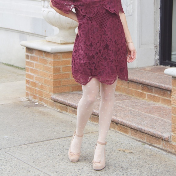 TOBI Burgundy “Lace” Cutout Dress - Picture 7 of 8